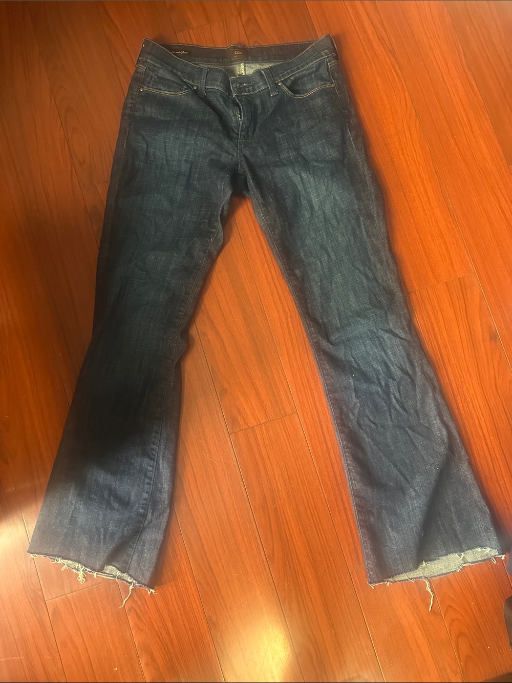 CO Dark Indigo Wide-Leg Jeans with Raw Hem